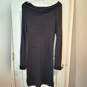 JAMES PERSE Drop Shoulder Bodycon Cotton Dark Gray Long Sleeve Dress Size 3 M/L